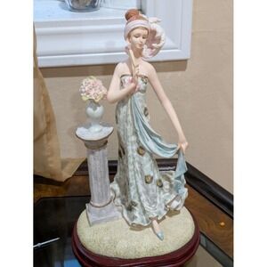 Beautiful 13" Lady Resin Figurine with Wood Base